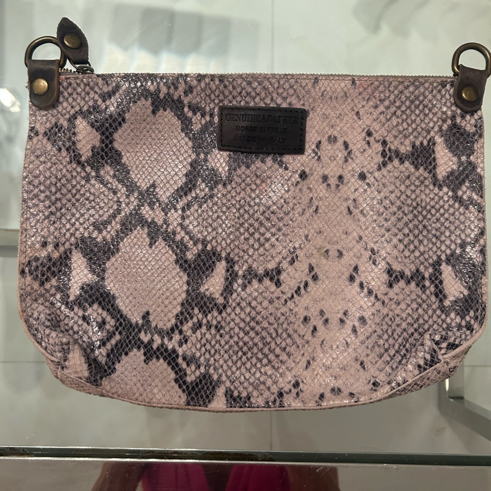 Pink Snake-Skin Leather Pouch made in Italy